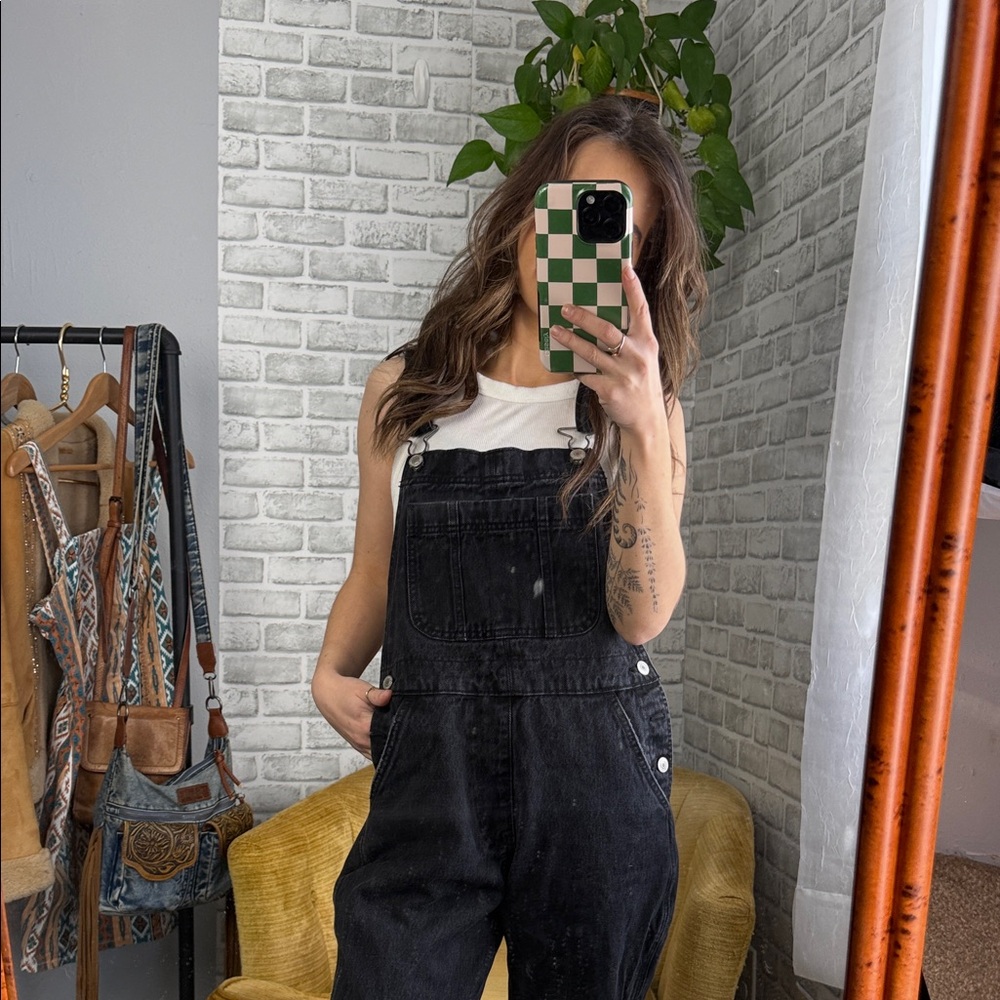 Abercrombie & Fitch // black denim overalls